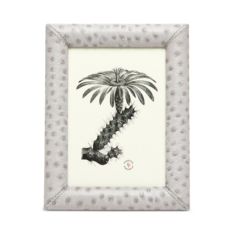 Pigeon & Poodle Witney Ostrich Leather Frame, 5 X 7 In Light Gray Ostrich