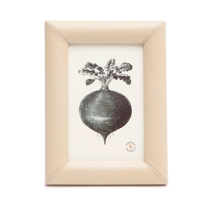 Pigeon & Poodle Eton Leather Frame, 4 X 6 In Off White