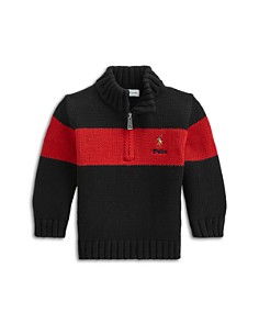 폴로 랄프로렌 Polo Ralph Lauren Boys Cotton Quarter Zip Sweater - Baby,Black
