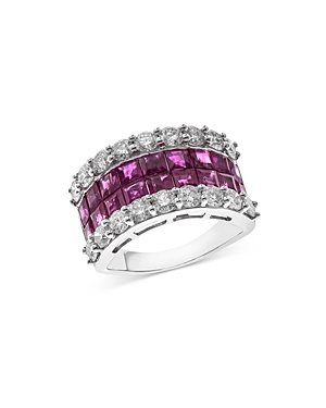 Bloomingdale's Ruby & Diamond Anniversary Band in 14K White Gold - 100% Exclusive