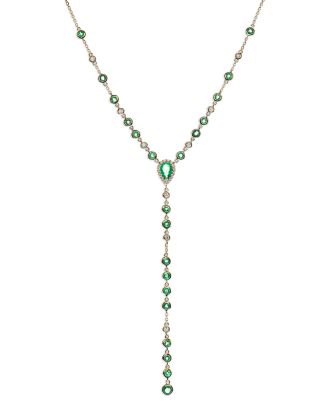 Bloomingdale's Emerald & Diamond Lariat Necklace in 14K Yellow Gold, 18 ...