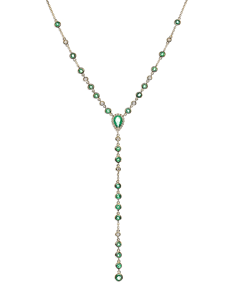 Bloomingdale's Fine Collection Emerald & Diamond Lariat Necklace in 14K Yellow Gold, 18