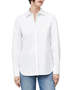 Lafayette 148 Petite Wright Shirt In Italian Stretch Cotton In White