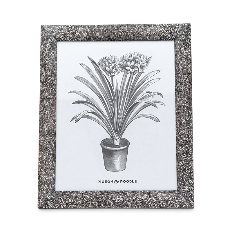 Pigeon & Poodle Oxford Faux-shagreen Picture Frame, 8" X 10" In Cool Gray