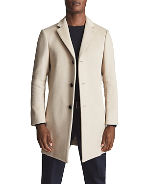 Reiss Gable Epsom Wool Blend Overcoat In Ivory