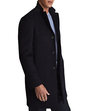 Reiss Gable Epsom Wool Blend Overcoat In Navy
