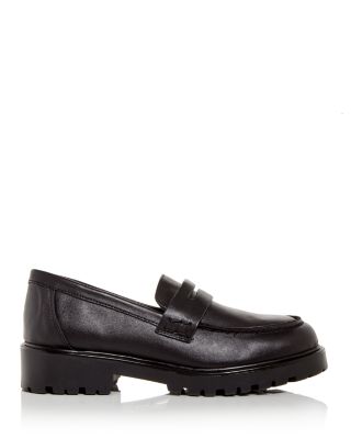 women's black platform penny loafers