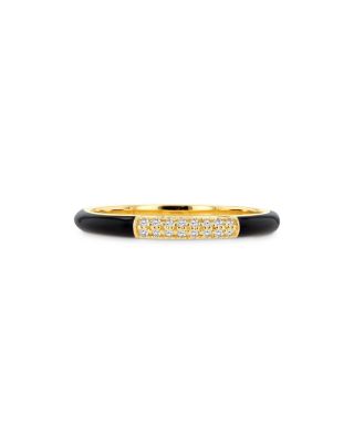 Rachel Reid 14K Yellow Gold Diamond Pave & Enamel Stacking Band