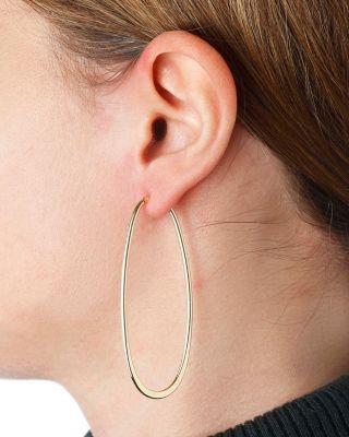 Polished Oval Hoop Earrings in 14K Yellow Gold 