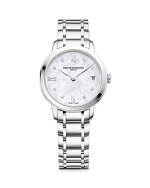 Baume & Mercier Women's Swiss Classima Diamond-accent Stainless Steel Bracelet Watch 31mm M0a10326 In White/silver