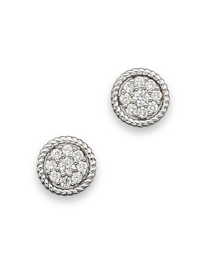 Bloomingdale's Diamond Cluster Earrings Set In 14k White Gold, 0.30 Ct. T.w. - 100% Exclusive