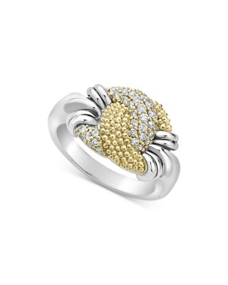 Lagos Sterling Silver & 18K Yellow Gold Caviar Luxe Diamond Small Knot Ring