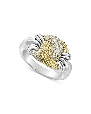 Shop Lagos Sterling Silver & 18k Yellow Gold Caviar Luxe Diamond Small Knot Ring In Silver/gold