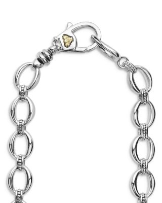 Sterling Silver & 18K Yellow Gold Caviar Luxe Diamond Link Necklace, 18"