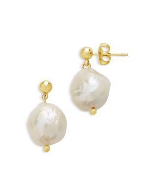 Large Imitation Baroque Pearl Drop Studs