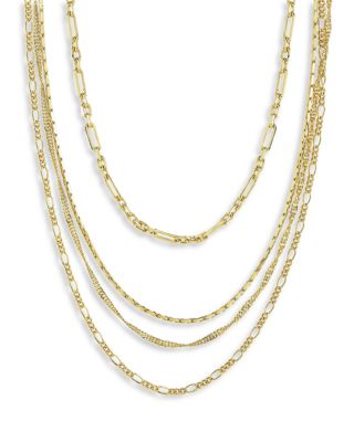 Multi Chain Layered Necklace, 19"