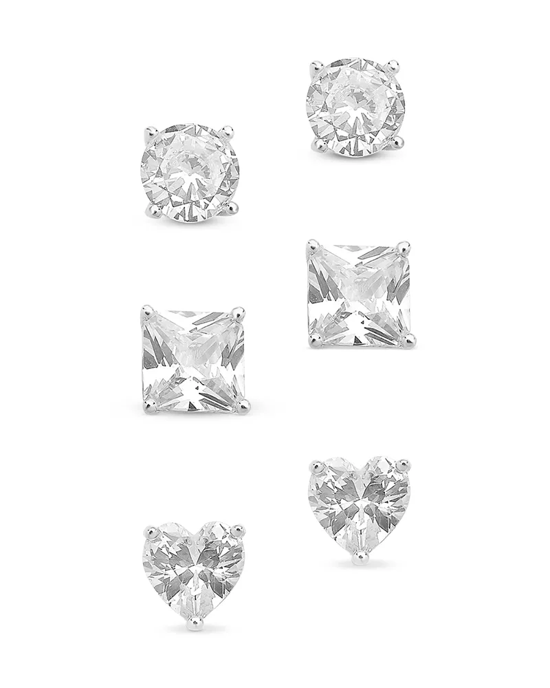 Sterling Forever Statement Stud Earrings, Set of 3