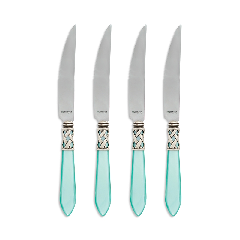 Vietri Aladdin Antique Steak Knives, Set Of 4 In Aqua