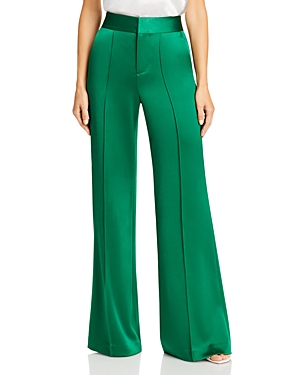 Alice And Olivia Dylan High-waist Pintuck Trousers In Deep Emerald