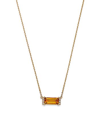 Bloomingdale's - Citrine & Diamond Accent Bar Necklace in 14K Yellow Gold, 16-18" - 100% Exclusive