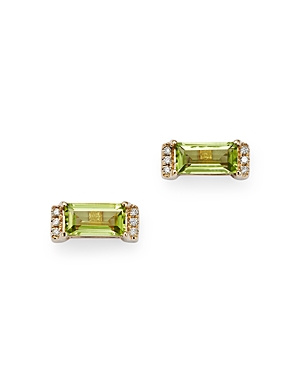 Bloomingdale's Peridot & Diamond Accent Bar Stud Earrings In 14k Yellow Gold - 100% Exclusive In Peridot/gold