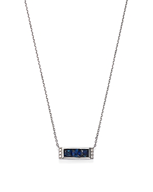 Bloomingdale's Blue Sapphire & Diamond Accent Bar Necklace in 14K White Gold, 17.5 - 100% Exclusive