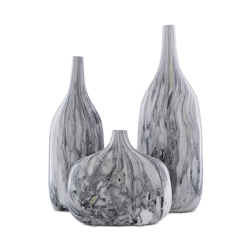 Surya Marble Vase, Set Of 3 In Gray