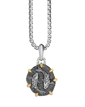 David Yurman Sterling Silver & 18k Yellow Gold Zodiac Pisces Amulet Enhancer In Pisces