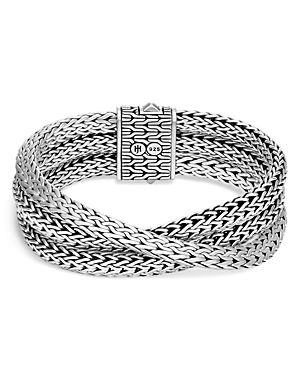 John Hardy Chain Classic Tiga Sterling Silver Triple-row Bracelet In Silver