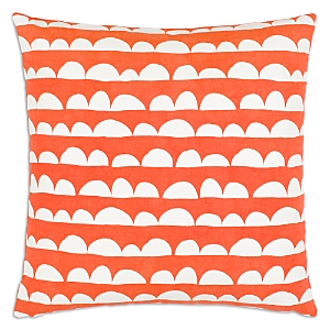 Surya Lachen Abstract Stripes Decorative Pillow, 20 X 20 In Bright Orange/cream