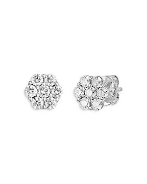 Malka Fluorescent Diamond Flower Cluster Stud Earrings in 14K White Gold, 0.80 ct. t.w. - 100% Exclusive