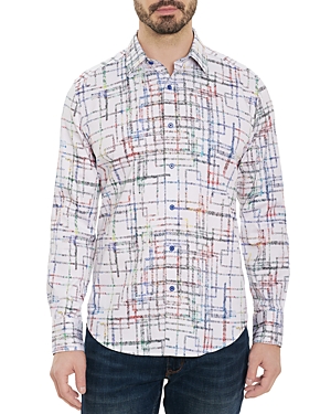 Robert Graham Girona Cotton Stretch Pixelated Grid Print Classic Fit Button Down Shirt