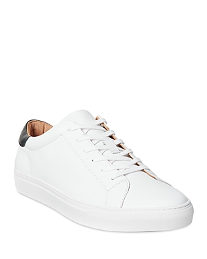 Shop Polo Ralph Lauren Men's Jermain Leather Sneakers In White