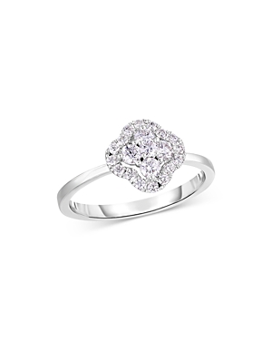 Malka Fluorescent Diamond Flower Halo Ring in 14K White Gold, 0.42 ct. t.w. - 100% Exclusive
