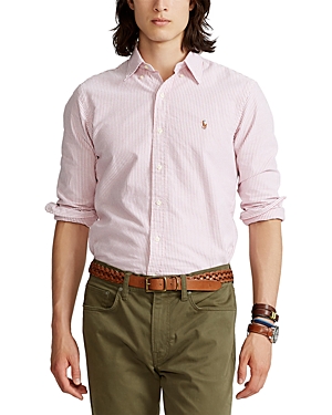 Polo Ralph Lauren Classic-fit Striped Oxford Shirt In Burgundy/white
