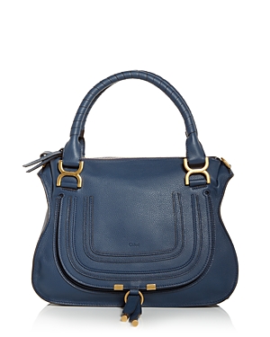 Chloé Marcie Medium Leather Satchel In Navy