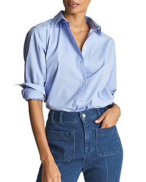 Reiss Cotton Poplin Shirt In Blue