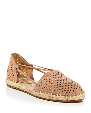 Eileen Fisher Women's Almond Toe Perforated Tumbled Nubuck Espadrille Flats In Barley