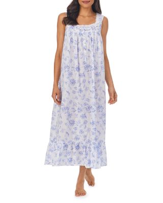 Eileen West Poëtisch Gazon Ballet Nachtjapon – Geborduurd Katoen, Henley Hals, 127 Cm Lang