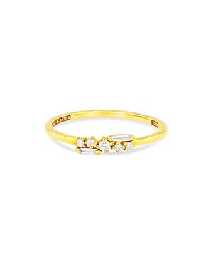 Suzanne Kalan 18K Yellow Gold Felicity Diamond Round-Cut & Baguette Small Cluster Ring