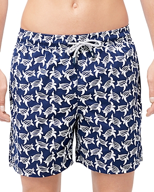 Tom & Teddy Turtle Swim Trunks In Blue/white