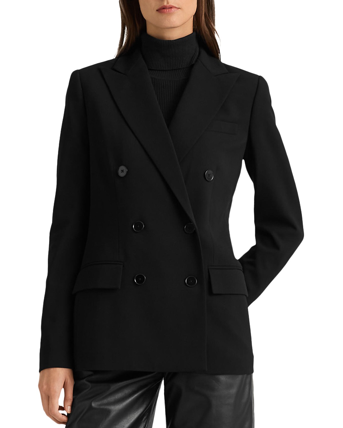 Wool Crepe Double Breasted Blazer