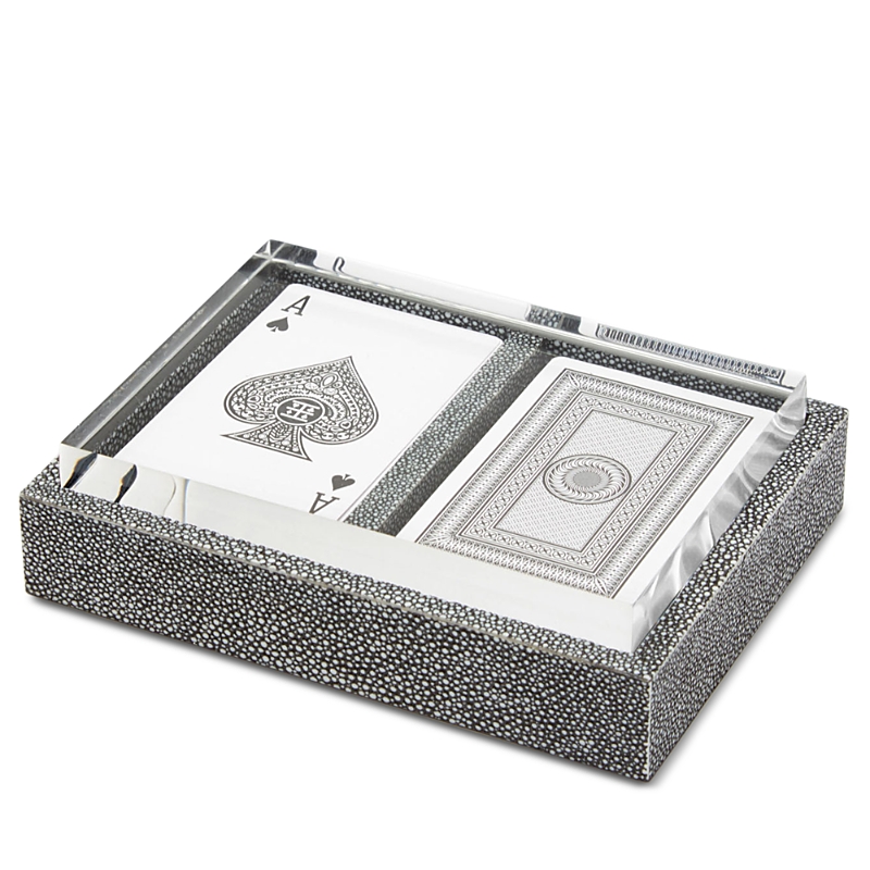 Pigeon & Poodle Grantham Middelburg Faux Shagreen Playing Card Set In Cool Gray
