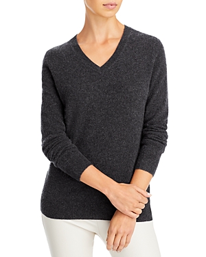 C By Bloomingdale's V Neck Cashmere Sweater - 100% Exclusive In Charcoal Heather