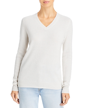C By Bloomingdale's V Neck Cashmere Sweater - 100% Exclusive In Snow