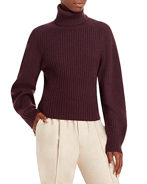 Vince Chunky Open Back Turtleneck In Plum Wine