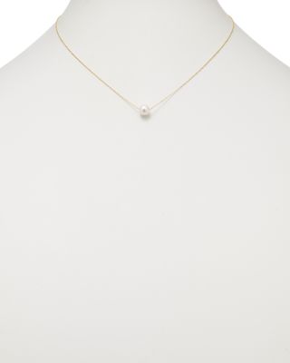 14K Yellow Gold Cultured Freshwater Pearl Solitaire Necklace, 18&amp;quot;