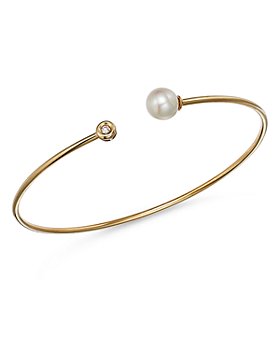 Bloomingdale's - Freshwater Pearl & Diamond Oval Cuff Bracelet in 14K Yellow Gold - 100% Exclusive