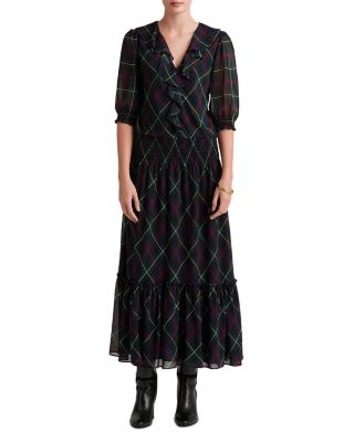 Ralph Lauren Plaid Ruffle Midi Dress Bloomingdale's