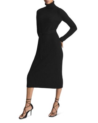REISS Kara Roll Neck Rib Knit Midi Dress | Bloomingdale's Women